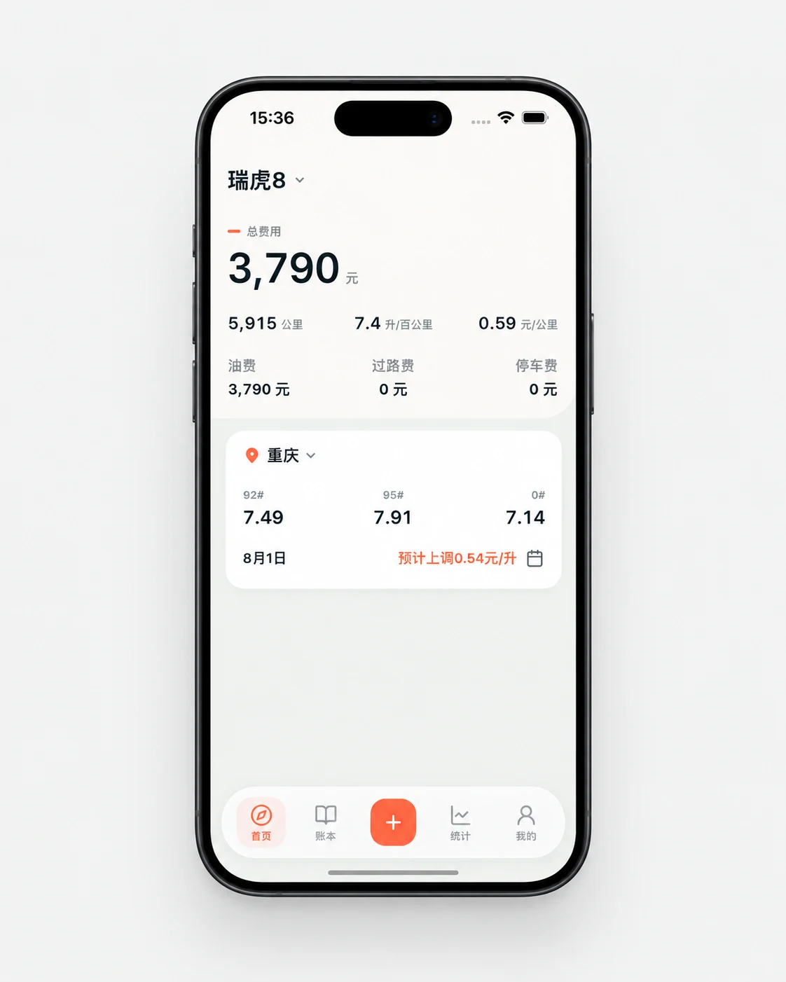 卡摩驼车辆首页与用车费用概览